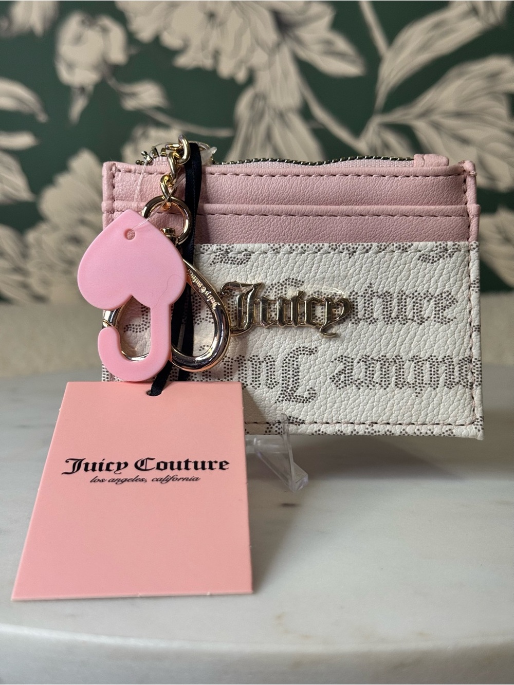 Juicy Couture Pink and Cream Card Holder Wallet NWT